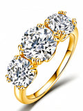 Three Stone Round Moissanite Ring｜925 Sterling Silver